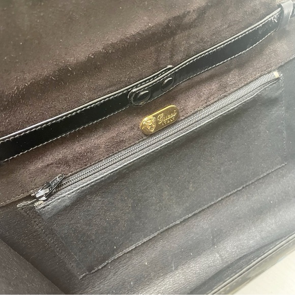 Gucci black patent leather GG logo vintage shoulder bag rare - Picture 8 of 12